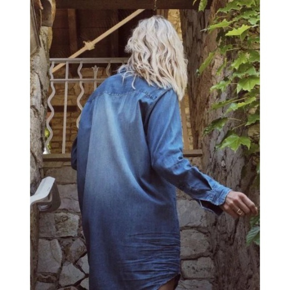 Frank & Eileen Mary Denim Shirt Dress in Distressed Vintage Wash Small - Picture 2 of 13